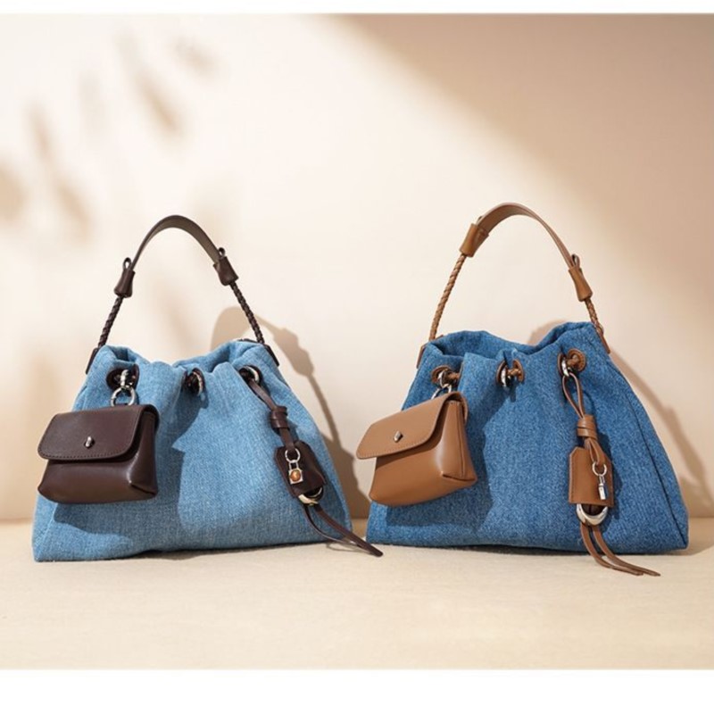 Luxury Bags Denim - JIAERDI haute rue Denim seau sac